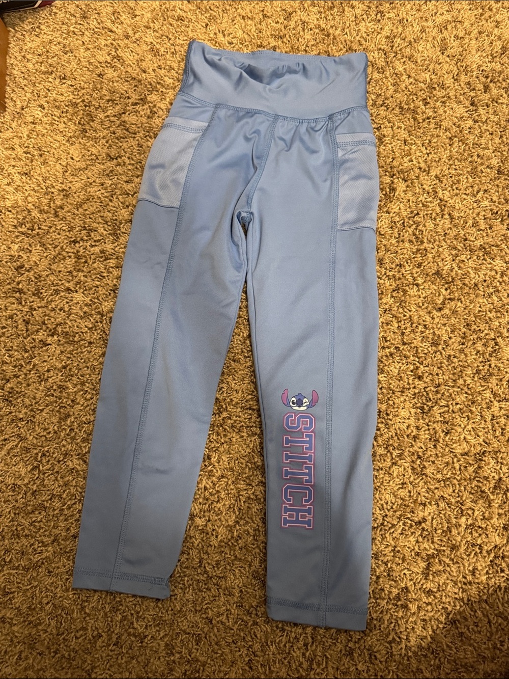 Girls' Light Blue 'Stitch' Active Leggings